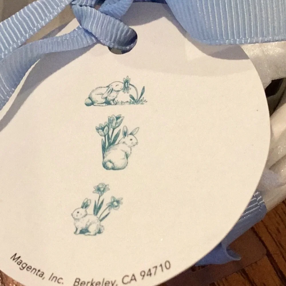 Rae Dunn Easter Blue Bunny Script measuring cups